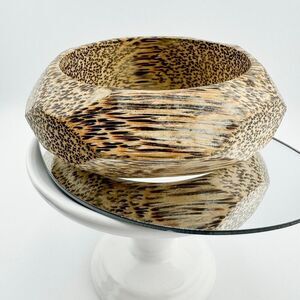 Vintage Palm Wood Cuff Bracelet Natural Beauty Boho Retro Rustic Chunky